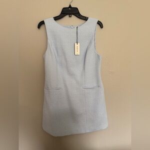 Aritzia Babaton Secretary Glimmer Sky Blue Sleeveless Mini Dress